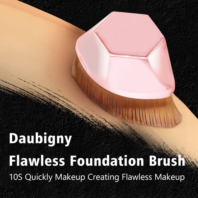 Daubigny Foundation Makeup Brush Flat Top Kabuki Hexagon Face Blush Liquid Powder Foundation Brush for Blending Liquid, Cream or Flawless Powder Cosmetics with Bonus Protective Case (Light Pink) - Image 3